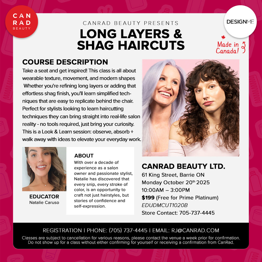 CanRad Beauty presents Long Layers and Shag Haircuts — class poster